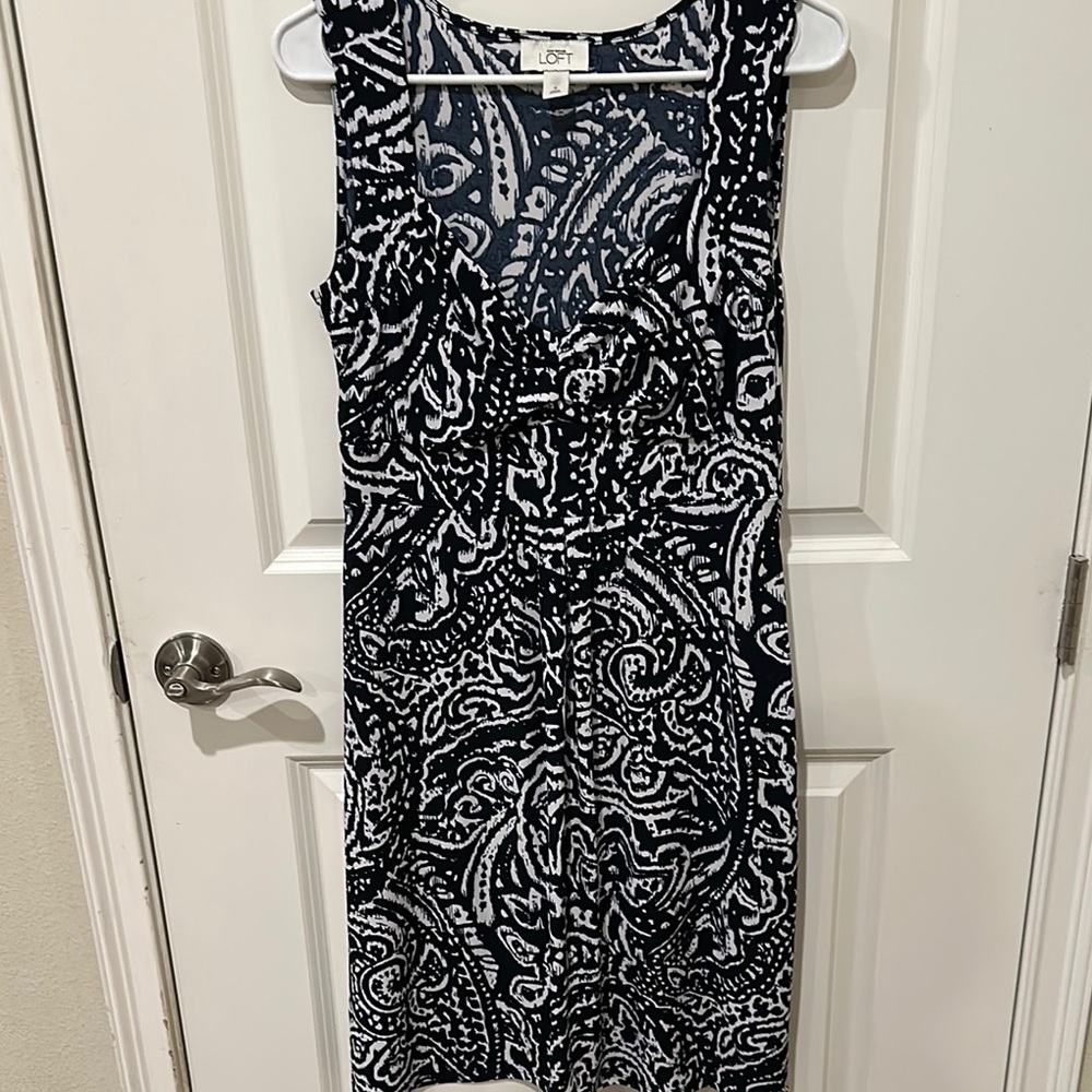 LOFT Black and White Patterned Dress